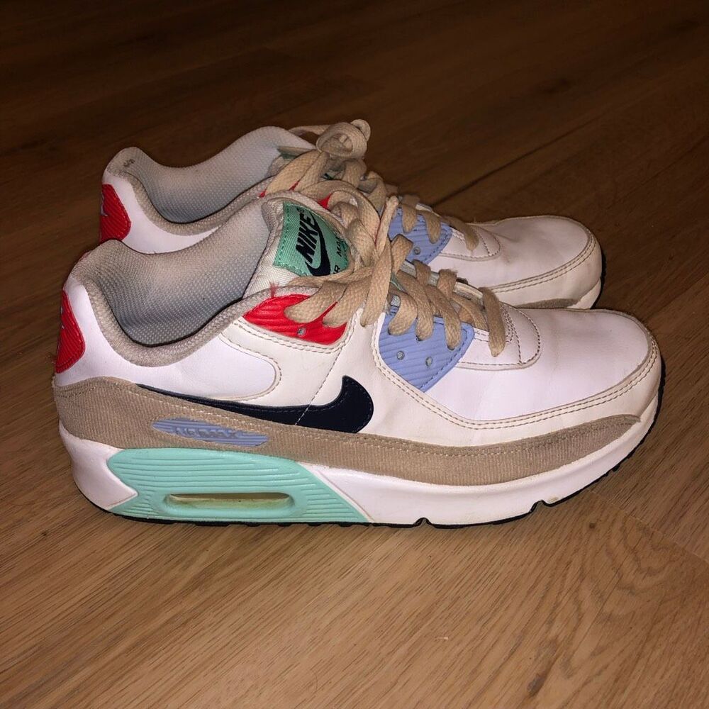 Nike Air Max 90 LTR SE Patches Mens Boys Size 6.5 Womens 8 Shoes Green Red White